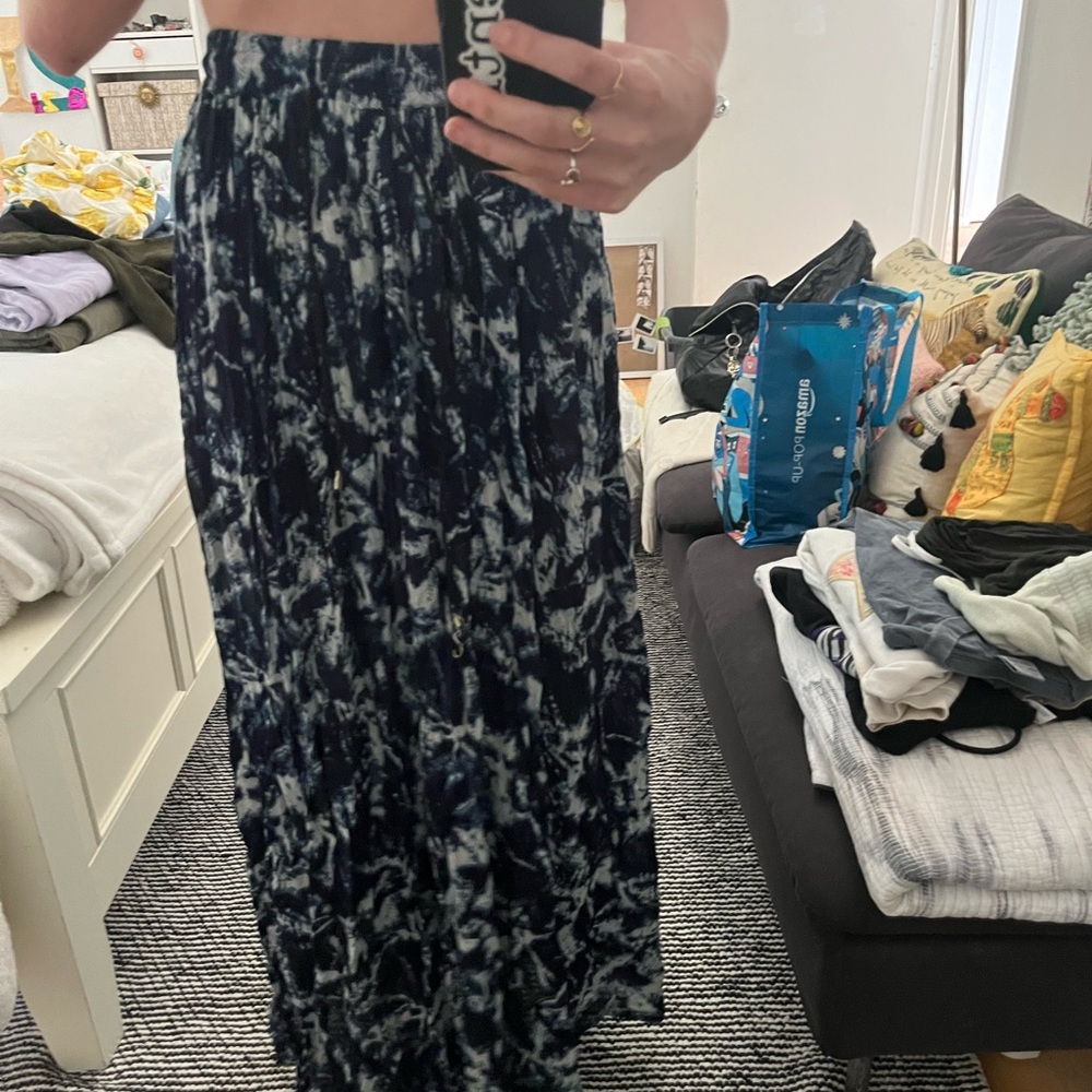 Blue and white tie-dye BoHo skirt from urban outfitters
